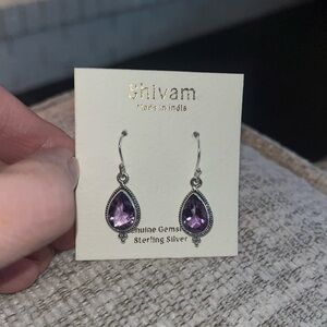 Shivam Sterling Silver Amethyst Earrings-BRAND NEW-Genuine stone